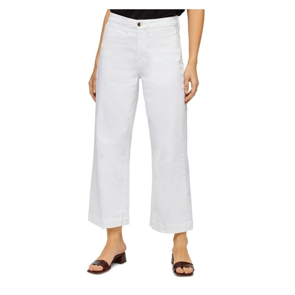 Jen 7 By 7 For All Mankind Womens White Denim Wide Leg High Waist Jeans 14
